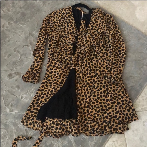 free people frenchie leopard wrap mini dress SZ M - Picture 4 of 6